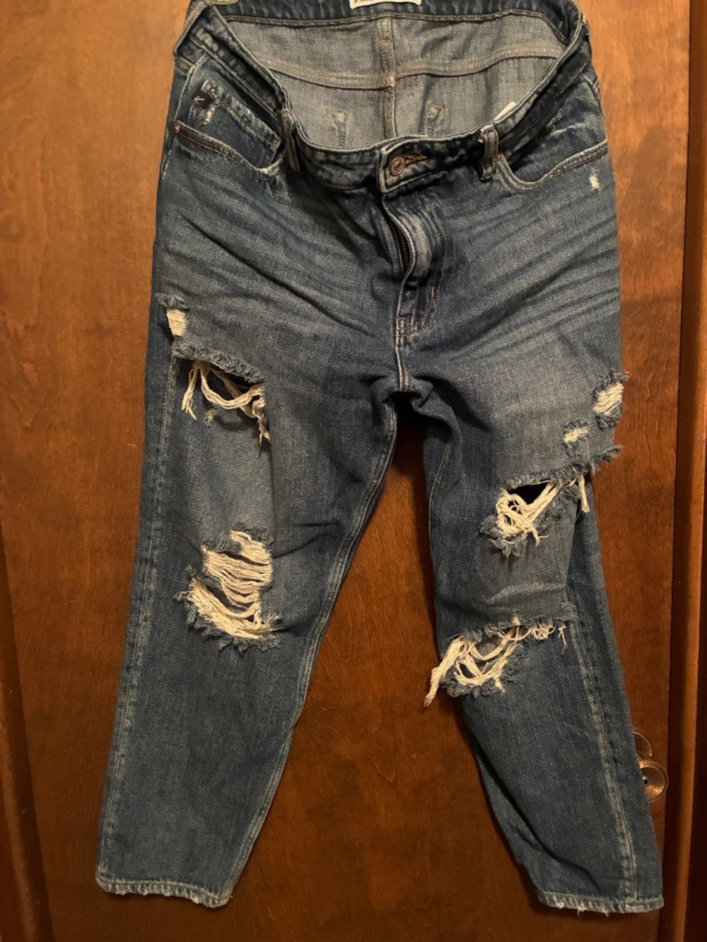 KanCan Women’s Straight Leg Distressed Blue Jeans